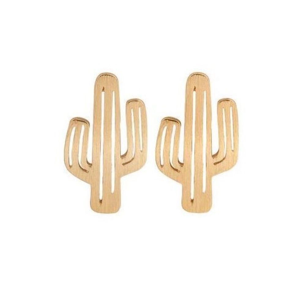 Silver, Metallic, Rose Gold Cactus Earrings